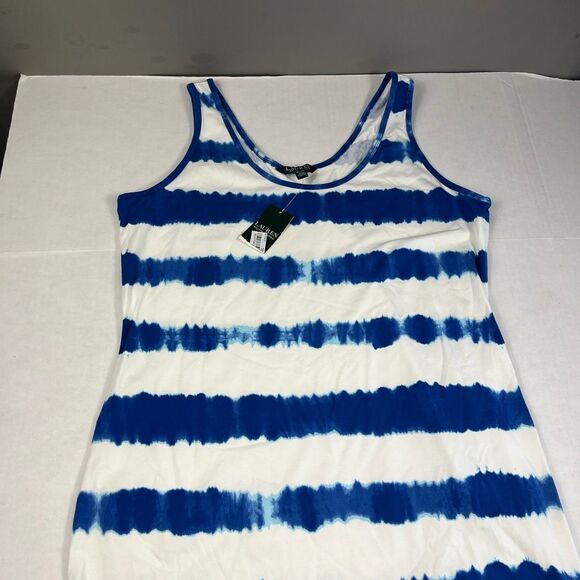 Lauren Ralph Lauren Maxi Tank Dress Tie Dye Sleeveless Beachy Resortwear XL NEW - Picture 4 of 13